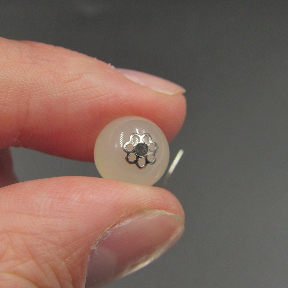 Sterling Silver Rustic Odd Quartz Ball Earrings - image 4